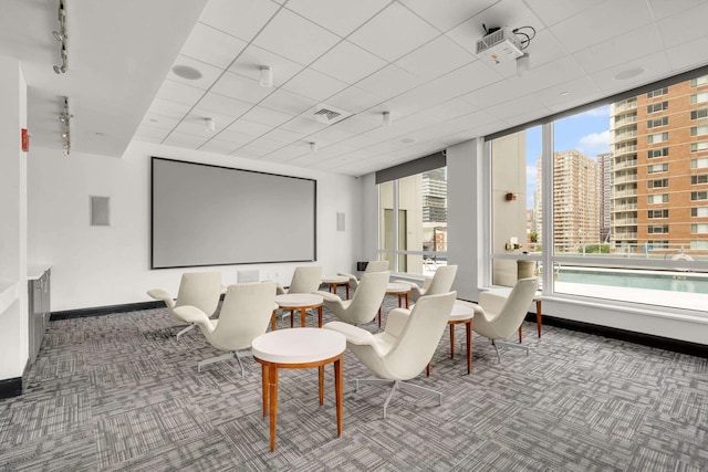 2 2nd St Unit 2106, Jersey City, NJ 07302 - cinema room with carpet, baseboards, and a drop ceiling