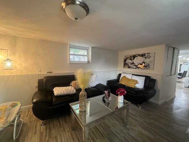 living room with wood-type flooring