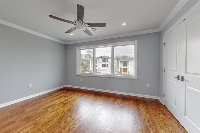 30 Cortland Pl, Cliffside Park, NJ 07010 - unfurnished bedroom featuring recessed lighting, wood finished floors, visible vents, baseboards, and ornamental molding
