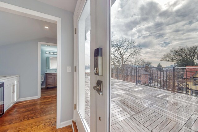 30 Cortland Pl, Cliffside Park, NJ 07010 - doorway to outside featuring wood finished floors and baseboards