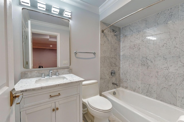 30 Cortland Pl, Cliffside Park, NJ 07010 - bathroom with vanity, bathtub / shower combination, toilet, and crown molding