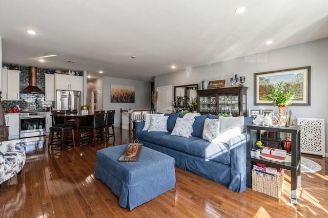 living room with wood-type flooring