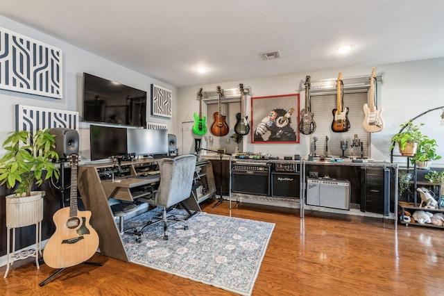 office space featuring hardwood / wood-style floors