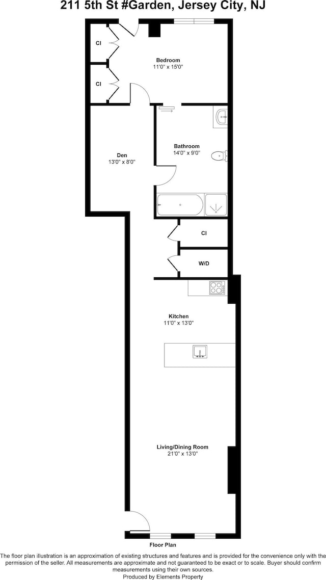 211 5th St Unit 1L, Jersey City, NJ 07302 - room layout