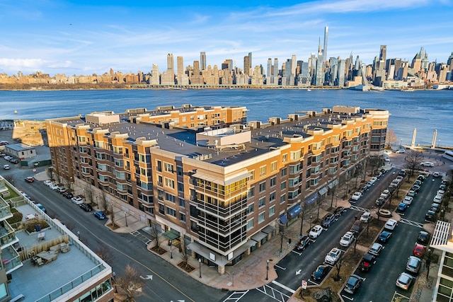 drone / aerial view with a view of city