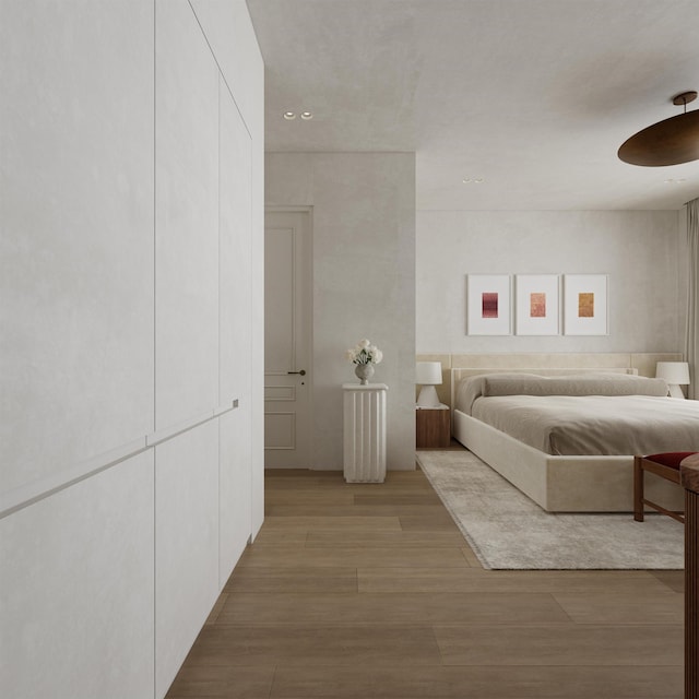 unfurnished bedroom featuring light wood-type flooring