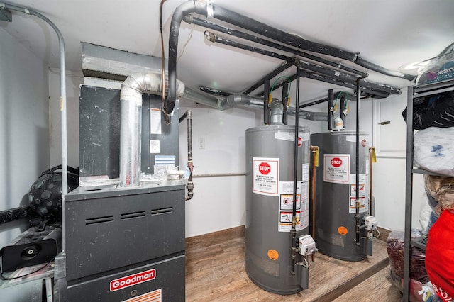 utility room with gas water heater