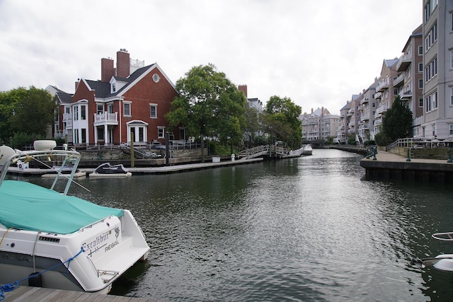 dock area featuring a water view