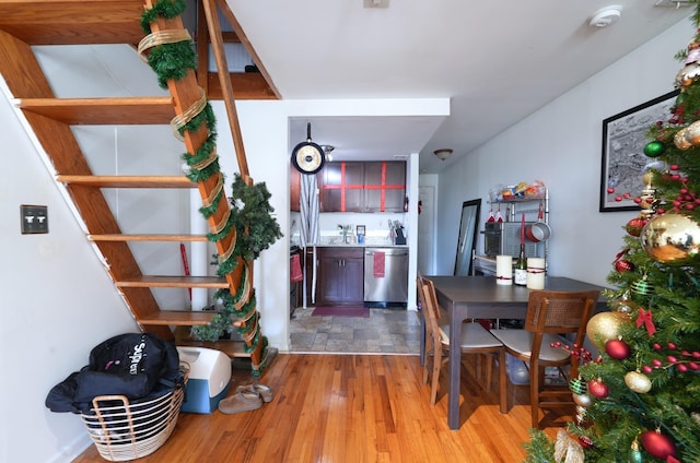 dining room with hardwood / wood-style flooring