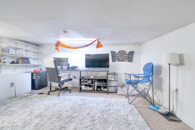 view of carpeted home office