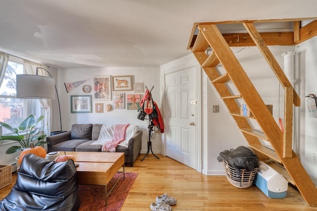 living room with light wood-type flooring