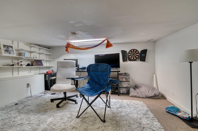 view of carpeted office space