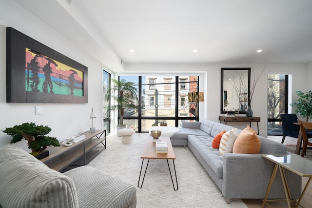 living area featuring recessed lighting