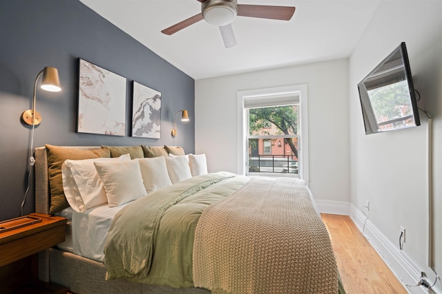 275 5th St Unit 1, Jersey City, NJ 07302 - bedroom featuring light wood-style flooring and ceiling fan