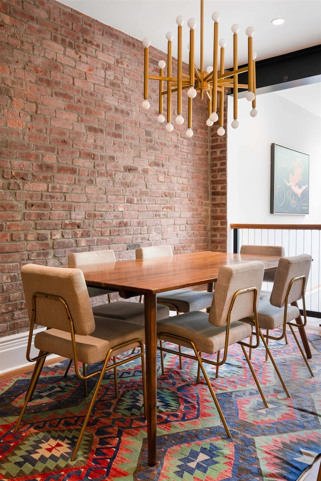 275 5th St Unit 1, Jersey City, NJ 07302 - dining room with a chandelier and brick wall