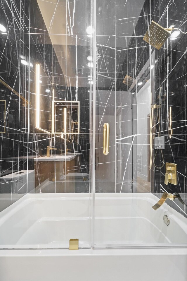 44 Bleecker St Unit 2, Jersey City, NJ 07307 - bathroom with combined bath / shower with glass door