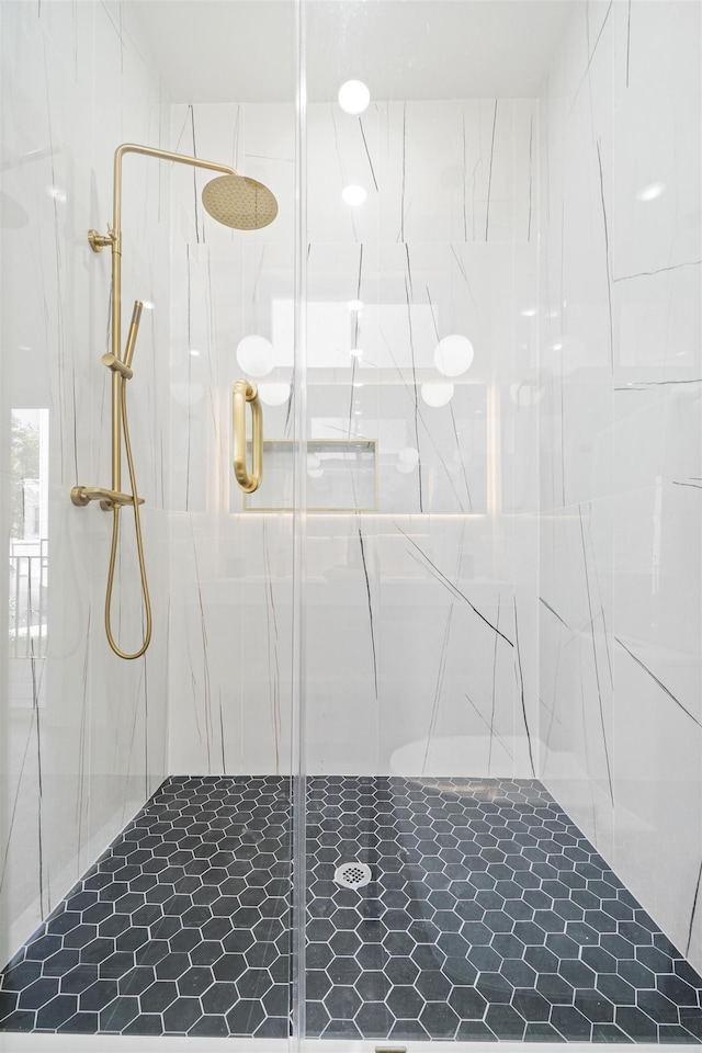 44 Bleecker St Unit 2, Jersey City, NJ 07307 - bathroom with a marble finish shower