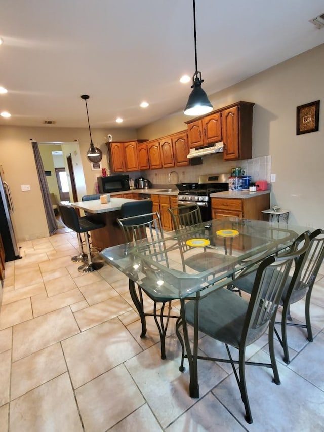 view of tiled dining area