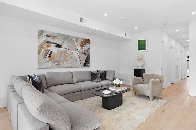 living room featuring light hardwood / wood-style floors