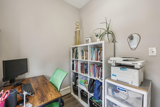 75 Poplar St, Jersey City, NJ 07307 - office featuring wood finished floors and a baseboard heating unit