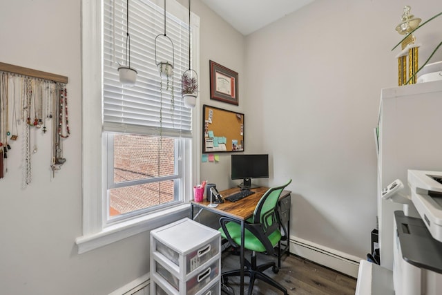 75 Poplar St, Jersey City, NJ 07307 - office area with a baseboard heating unit and wood finished floors
