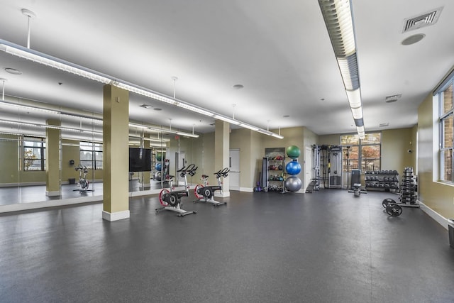 exercise room with a wealth of natural light