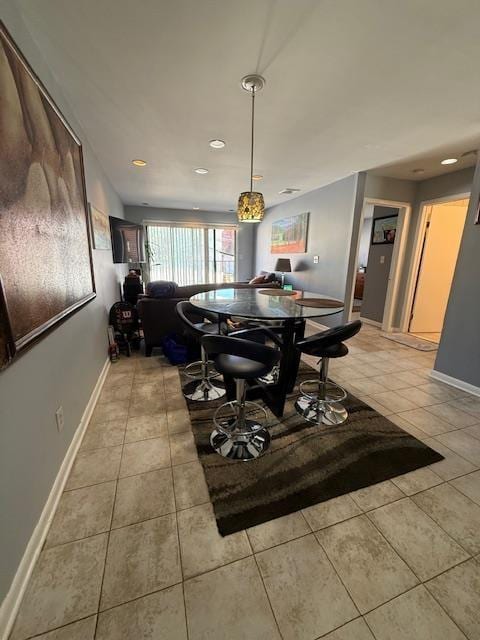 603 55th St Unit 204, West New York, NJ 07093 - dining area with light tile patterned floors, baseboards, and recessed lighting