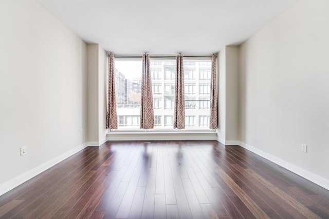 empty room with dark wood-type flooring