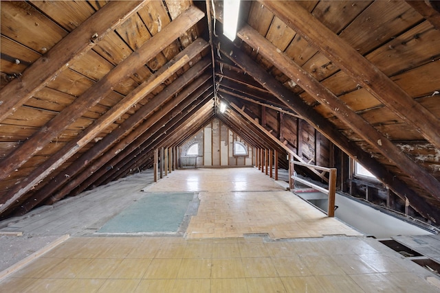 view of unfinished attic