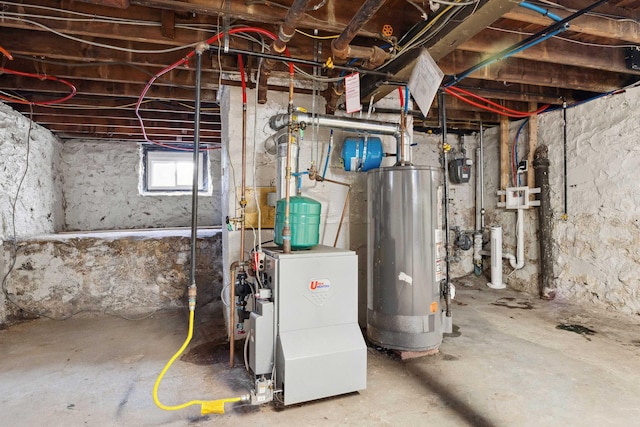 utility room with gas water heater