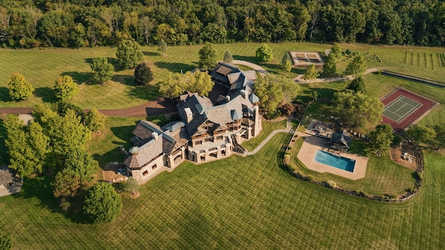 bird's eye view with a rural view