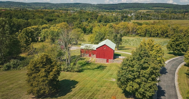 aerial view featuring a rural view