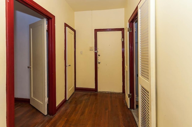 hall featuring dark hardwood / wood-style flooring