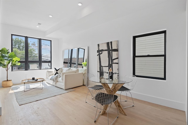 living room with light hardwood / wood-style flooring