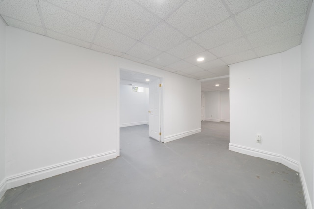 57 Terrace Ave, West Orange, NJ 07052 - unfurnished room with concrete floors, recessed lighting, baseboards, and a drop ceiling