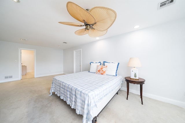 57 Terrace Ave, West Orange, NJ 07052 - bedroom with light carpet, recessed lighting, ceiling fan, and baseboards