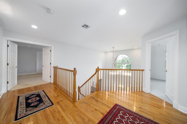 57 Terrace Ave, West Orange, NJ 07052 - hallway featuring an upstairs landing, wood finished floors, recessed lighting, and baseboards