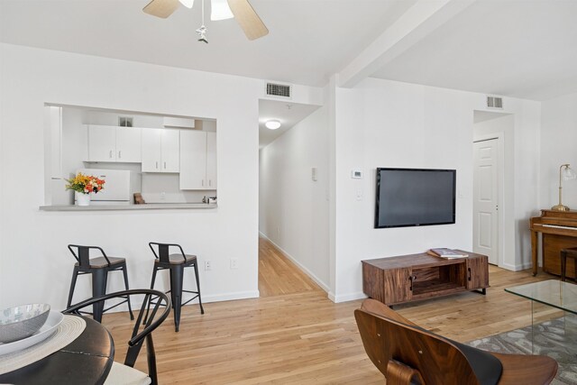 110 Morris St Unit 301, Jersey City, NJ 07302 - living area with light wood-type flooring and a ceiling fan