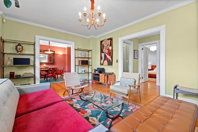 2600 Kennedy Blvd Unit 1H, Jersey City, NJ 07306 - living area with wood finished floors, a chandelier, and crown molding