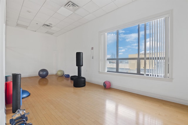 10 Regent St # 308, Jersey City, NJ 07302 - exercise area with hardwood / wood-style flooring and a drop ceiling