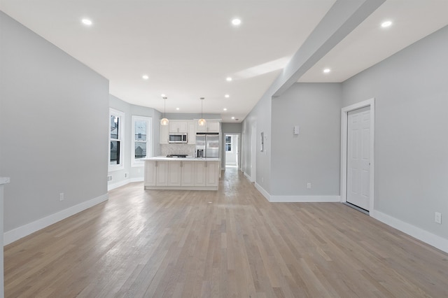 unfurnished living room featuring light hardwood / wood-style floors