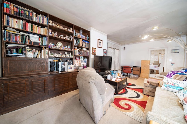 living room with concrete flooring
