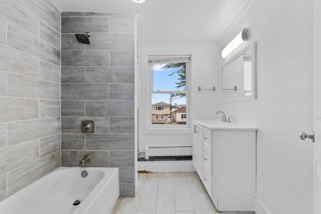 51 Lord Ave, Bayonne, NJ 07002 - full bathroom featuring a baseboard heating unit, vanity, and washtub / shower combination