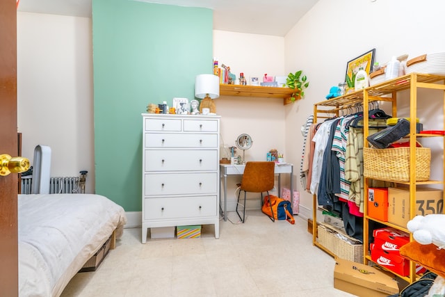 bedroom with radiator heating unit