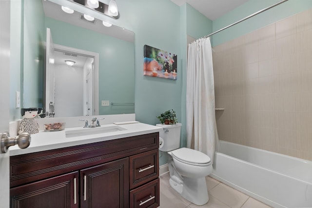 129 Roosevelt Dr, Wood-Ridge, NJ 07075 - full bath with vanity, toilet, tile patterned floors, and shower / bath combo with shower curtain