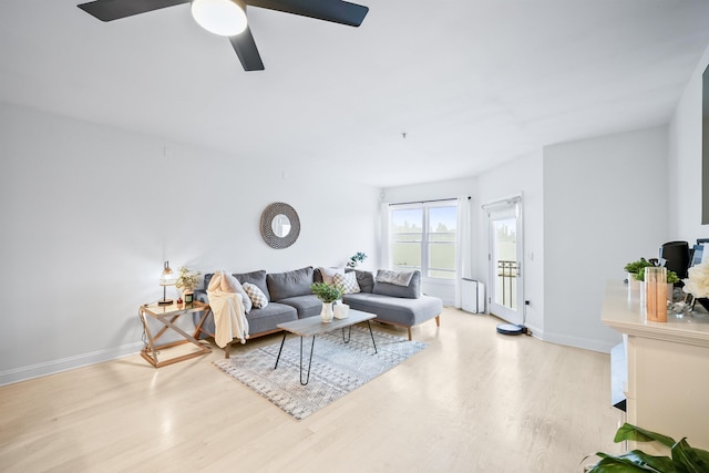 319 The Promenade, Edgewater, NJ 07020 - living room featuring light wood-style flooring and a ceiling fan