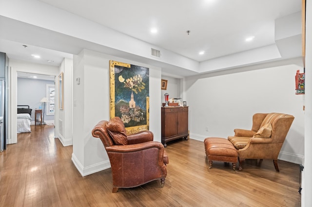 living area featuring light hardwood / wood-style flooring