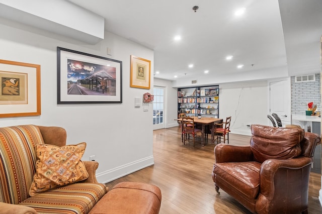 living room featuring wood-type flooring