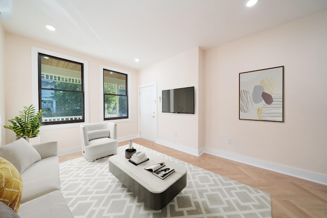 247 Harrison Ave Unit 1, Jersey City, NJ 07304 - living room with baseboards and recessed lighting