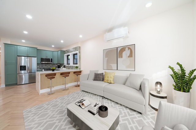247 Harrison Ave Unit 1, Jersey City, NJ 07304 - living area with a wall unit AC and recessed lighting